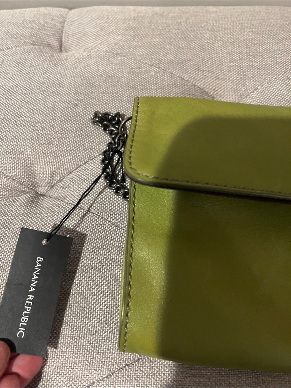 Banana Republic Lime Green Leather Chain Clutch - Picture 4 of 6